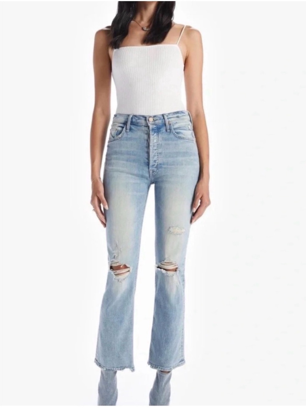 MOTHER Ankle Hi-Rise Jeans The Tripper in Cut Flowers, Distressed - Size 29